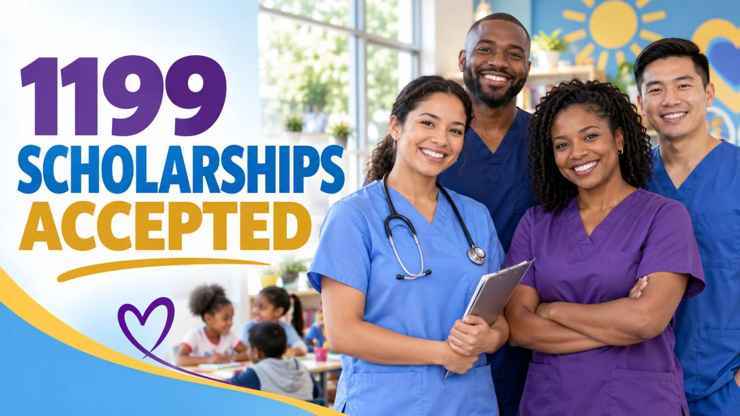 Healthcare professionals celebrating scholarships